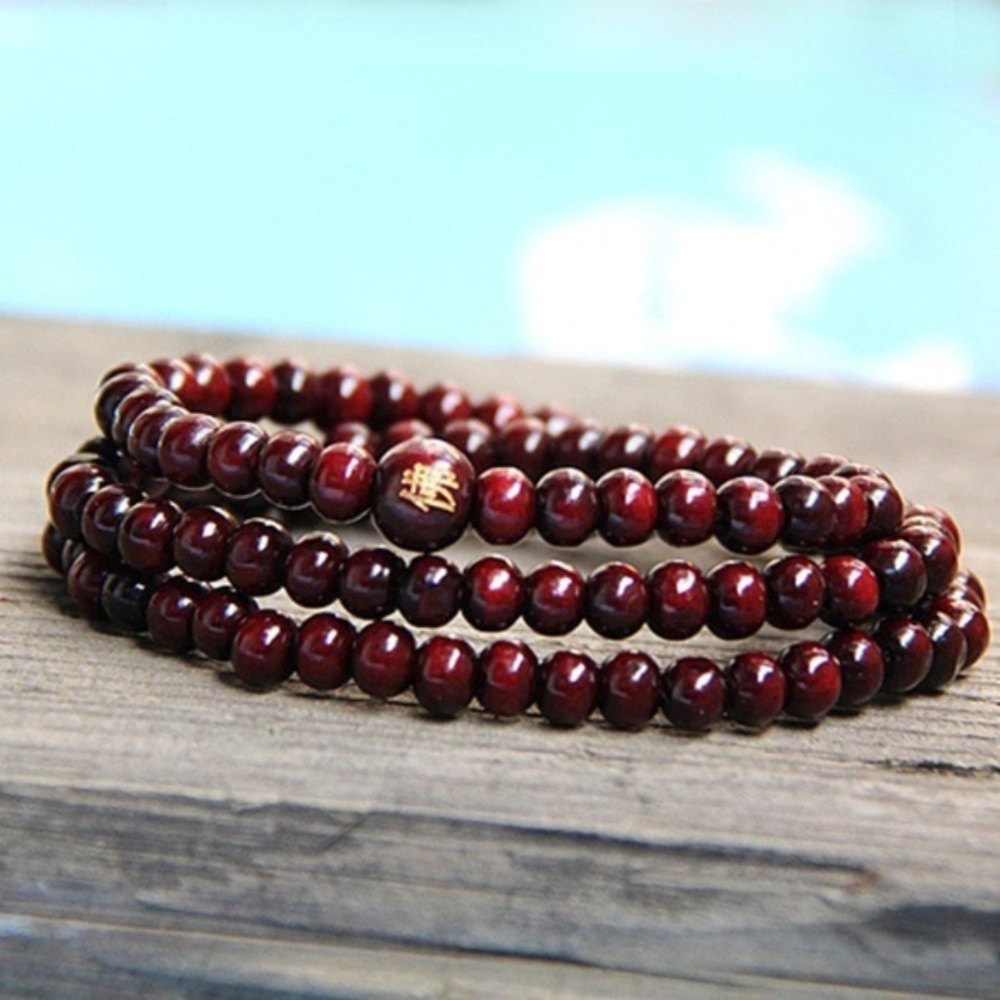 Genuine Sandalwood Bead Mala Prayer Wrap Bracelet